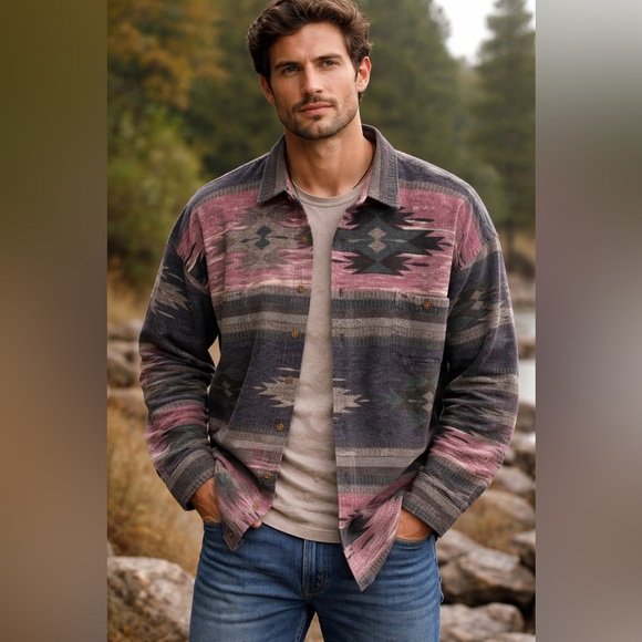 Vintage Rift Valley Adventurer Aztec Southwestern Multicolor Men's Shirt XL - Picture 1 of 10